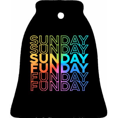 Sunday Funday Rainbow Fade Color Party Ceramic Bell Ornament