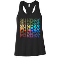 Sunday Funday Rainbow Fade Color Party Women's Racerback Tank