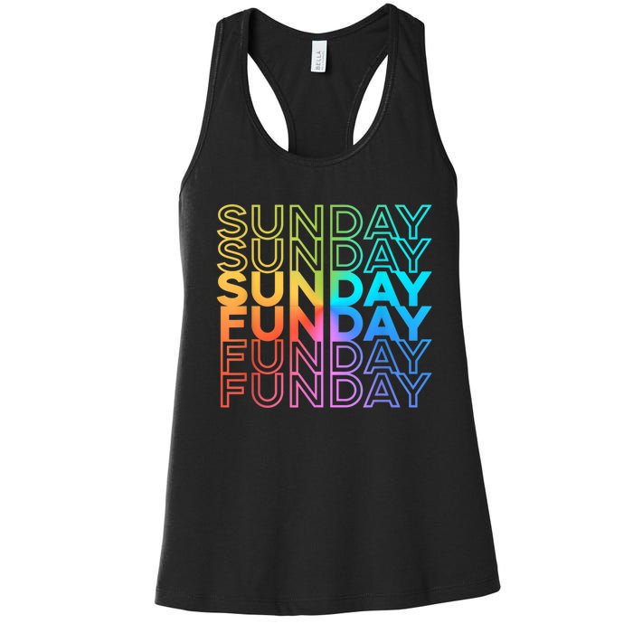 Sunday Funday Rainbow Fade Color Party Women's Racerback Tank