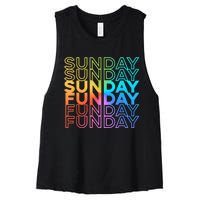 Sunday Funday Rainbow Fade Color Party Women's Racerback Cropped Tank