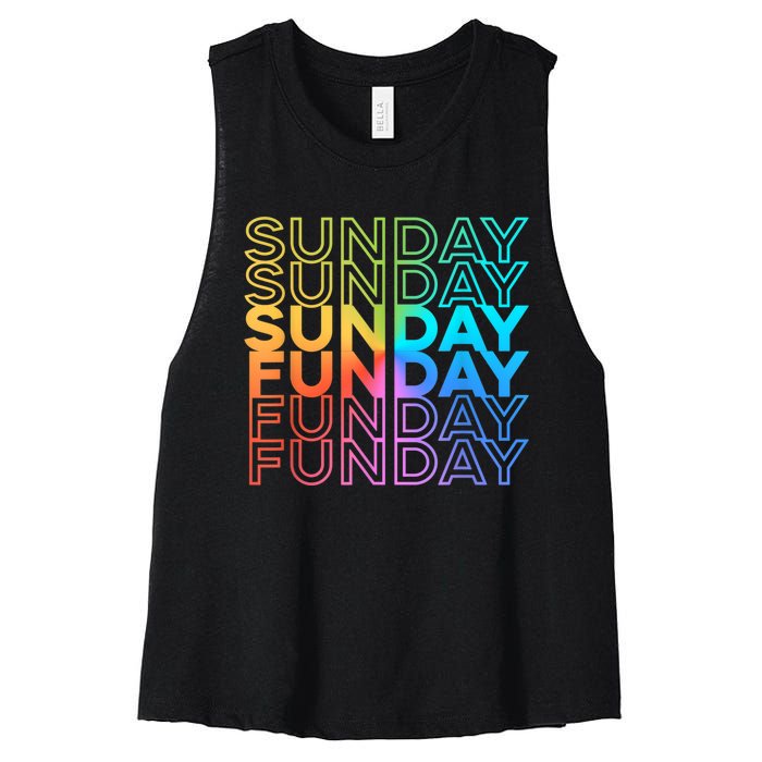 Sunday Funday Rainbow Fade Color Party Women's Racerback Cropped Tank