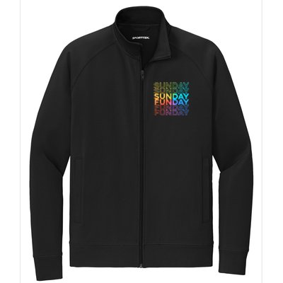 Sunday Funday Rainbow Fade Color Party Stretch Full-Zip Cadet Jacket