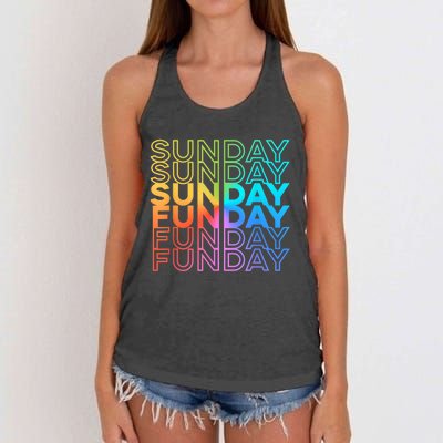 Sunday Funday Rainbow Fade Color Party Women's Knotted Racerback Tank