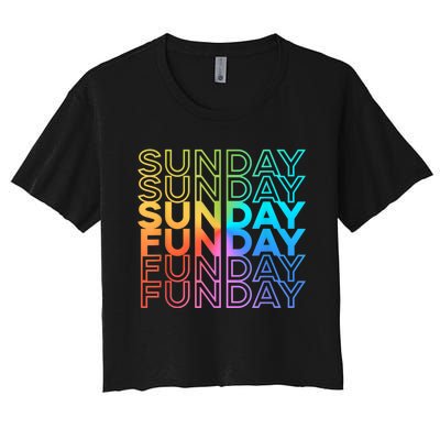 Sunday Funday Rainbow Fade Color Party Women's Crop Top Tee