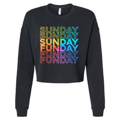 Sunday Funday Rainbow Fade Color Party Cropped Pullover Crew