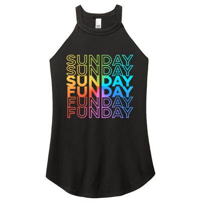 Sunday Funday Rainbow Fade Color Party Women's Perfect Tri Rocker Tank