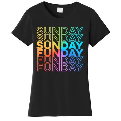 Sunday Funday Rainbow Fade Color Party Women's T-Shirt