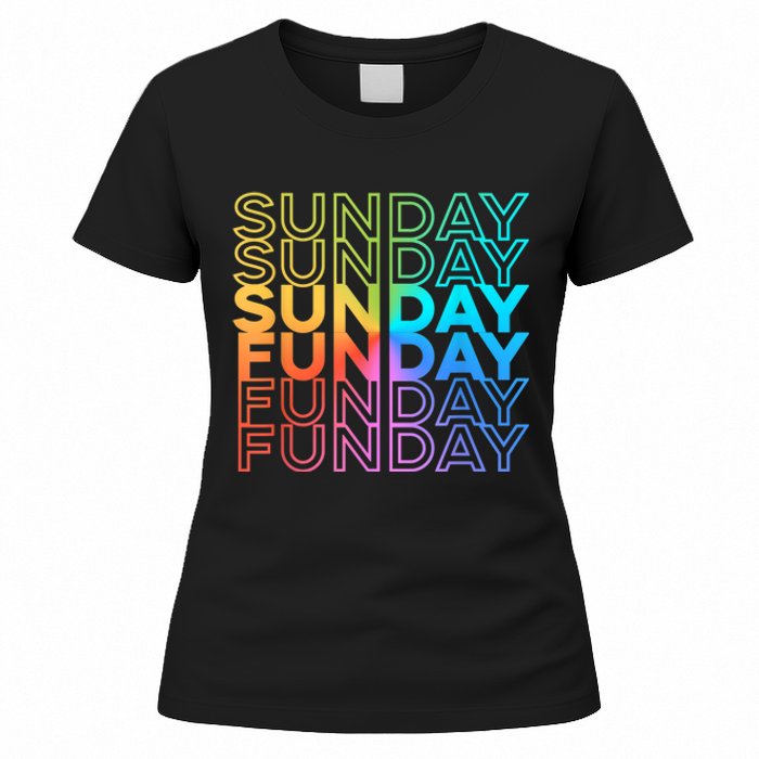 Sunday Funday Rainbow Fade Color Party Women's T-Shirt