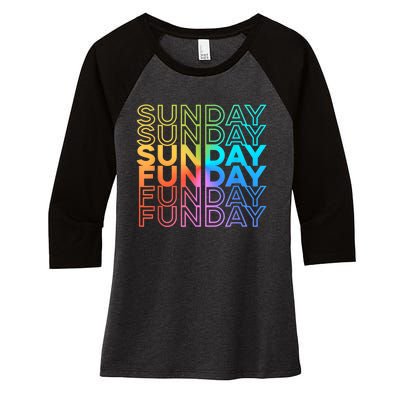 Sunday Funday Rainbow Fade Color Party Women's Tri-Blend 3/4-Sleeve Raglan Shirt