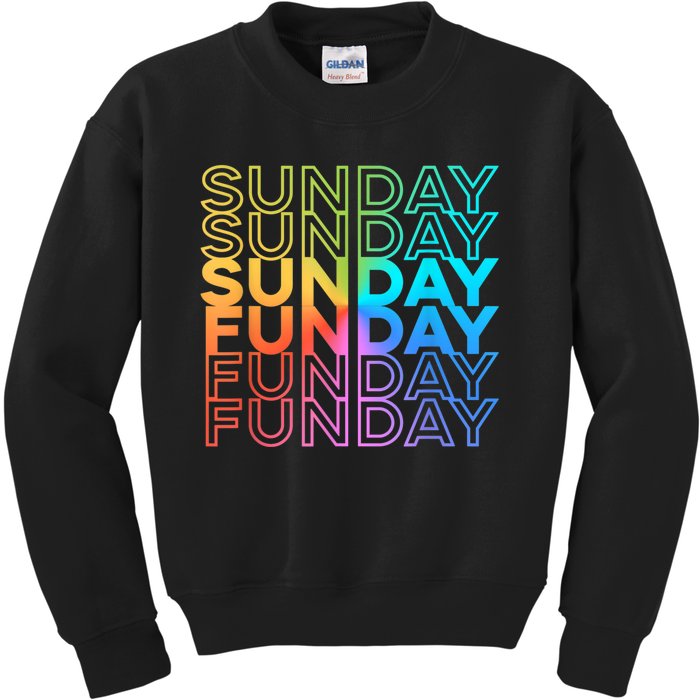 Sunday Funday Rainbow Fade Color Party Kids Sweatshirt