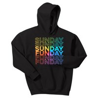 Sunday Funday Rainbow Fade Color Party Kids Hoodie