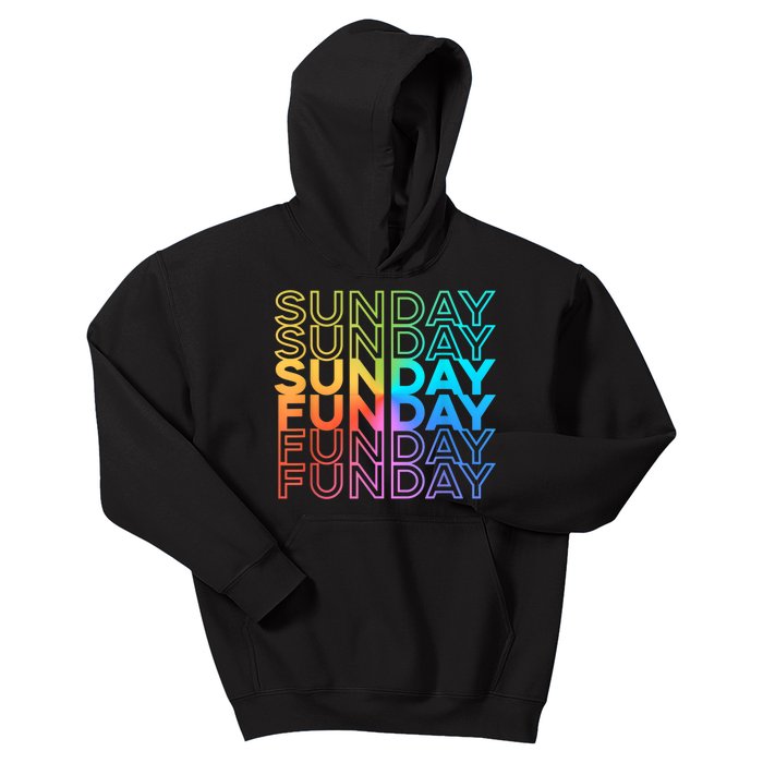 Sunday Funday Rainbow Fade Color Party Kids Hoodie