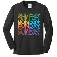 Sunday Funday Rainbow Fade Color Party Kids Long Sleeve Shirt