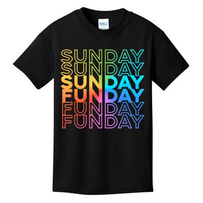 Sunday Funday Rainbow Fade Color Party Kids T-Shirt