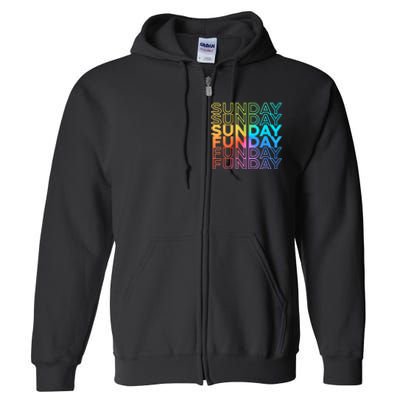 Sunday Funday Rainbow Fade Color Party Full Zip Hoodie