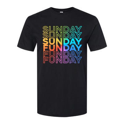 Sunday Funday Rainbow Fade Color Party Softstyle CVC T-Shirt