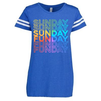 Sunday Funday Rainbow Fade Color Party Enza Ladies Jersey Football T-Shirt