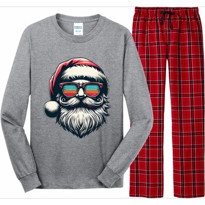 Santa Face Retro Sunglasses Christmas Xmas Long Sleeve Pajama Set