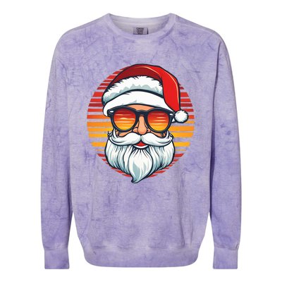 Santa Face Retro Sunglasses Christmas Xmas Colorblast Crewneck Sweatshirt