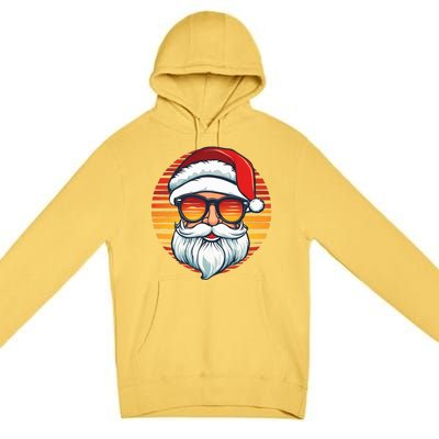 Santa Face Retro Sunglasses Christmas Xmas Premium Pullover Hoodie