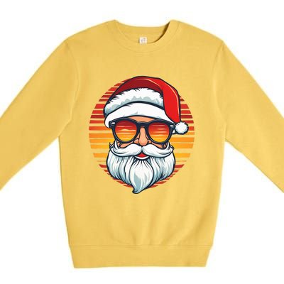 Santa Face Retro Sunglasses Christmas Xmas Premium Crewneck Sweatshirt