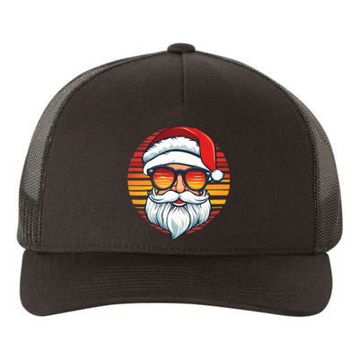 Santa Face Retro Sunglasses Christmas Xmas Yupoong Adult 5-Panel Trucker Hat