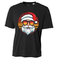 Santa Face Retro Sunglasses Christmas Xmas Cooling Performance Crew T-Shirt