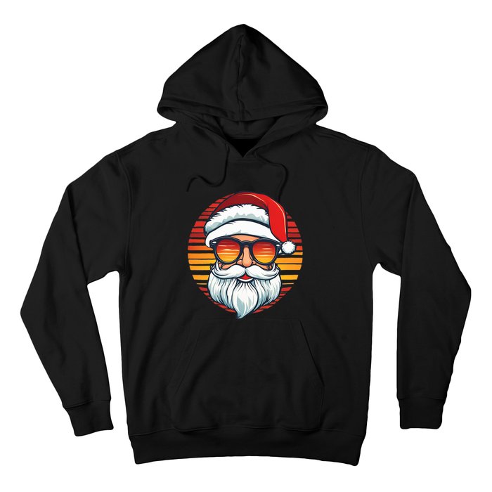 Santa Face Retro Sunglasses Christmas Xmas Hoodie