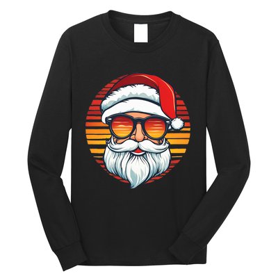 Santa Face Retro Sunglasses Christmas Xmas Long Sleeve Shirt