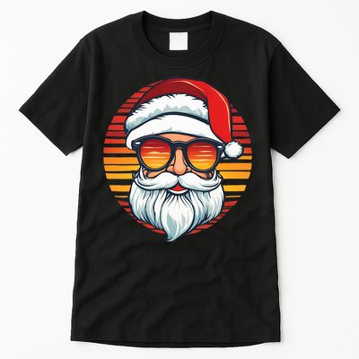 Santa Face Retro Sunglasses Christmas Xmas Tall T-Shirt