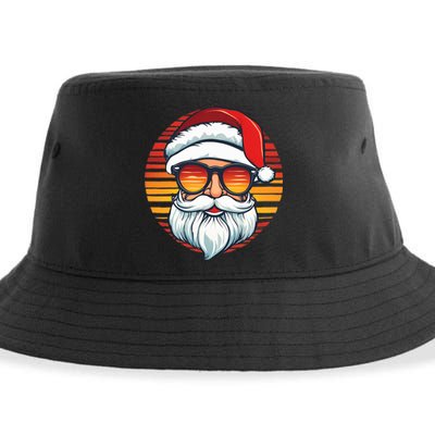 Santa Face Retro Sunglasses Christmas Xmas Sustainable Bucket Hat