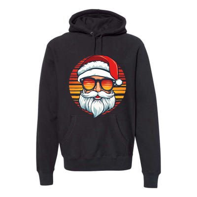 Santa Face Retro Sunglasses Christmas Xmas Premium Hoodie