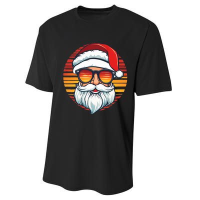 Santa Face Retro Sunglasses Christmas Xmas Performance Sprint T-Shirt