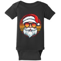 Santa Face Retro Sunglasses Christmas Xmas Baby Bodysuit