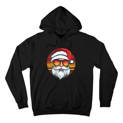 Santa Face Retro Sunglasses Christmas Xmas Tall Hoodie