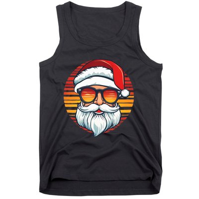 Santa Face Retro Sunglasses Christmas Xmas Tank Top