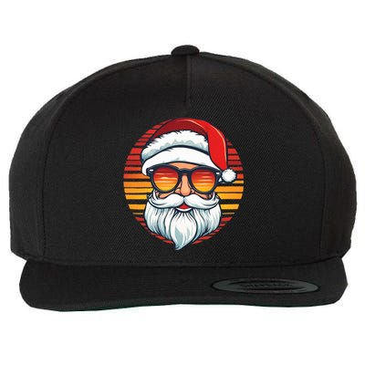 Santa Face Retro Sunglasses Christmas Xmas Wool Snapback Cap