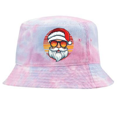 Santa Face Retro Sunglasses Christmas Xmas Tie-Dyed Bucket Hat