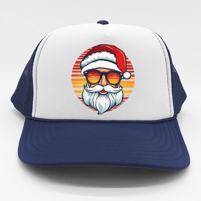 Santa Face Retro Sunglasses Christmas Xmas Trucker Hat