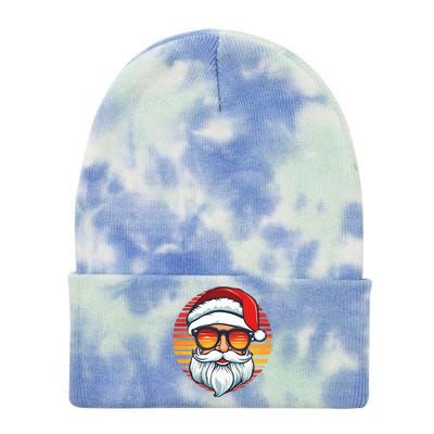 Santa Face Retro Sunglasses Christmas Xmas Tie Dye 12in Knit Beanie