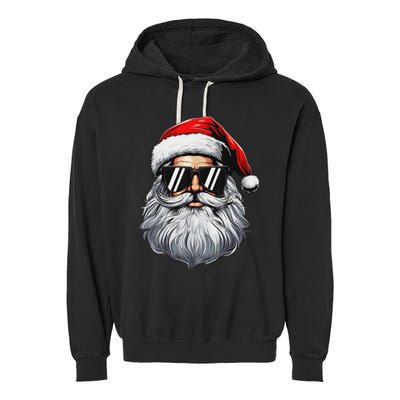 Santa Face Retro Sunglasses Christmas S For Garment-Dyed Fleece Hoodie