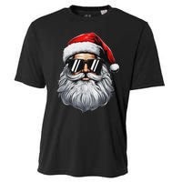 Santa Face Retro Sunglasses Christmas S For Cooling Performance Crew T-Shirt