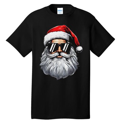 Santa Face Retro Sunglasses Christmas S For Tall T-Shirt