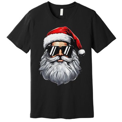 Santa Face Retro Sunglasses Christmas S For Premium T-Shirt