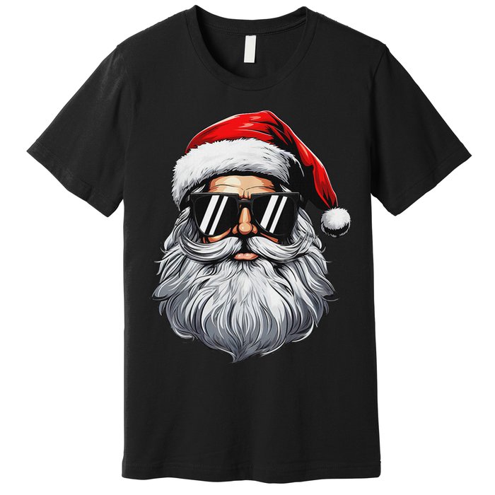 Santa Face Retro Sunglasses Christmas S For Premium T-Shirt