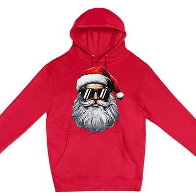 Santa Face Retro Sunglasses Christmas S For Premium Pullover Hoodie