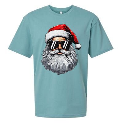 Santa Face Retro Sunglasses Christmas S For Sueded Cloud Jersey T-Shirt