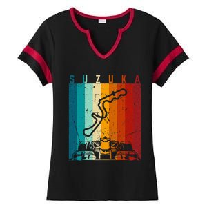 Suzuka Formula Racing Track Circuit Fan Ladies Halftime Notch Neck Tee