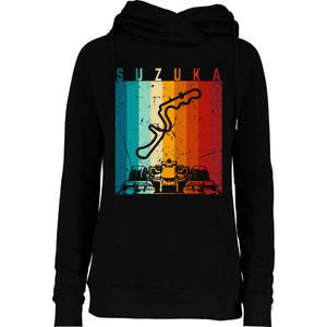 Suzuka Formula Racing Track Circuit Fan Womens Funnel Neck Pullover Hood