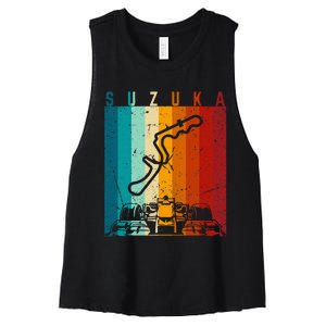 Suzuka Formula Racing Track Circuit Fan Women's Racerback Cropped Tank